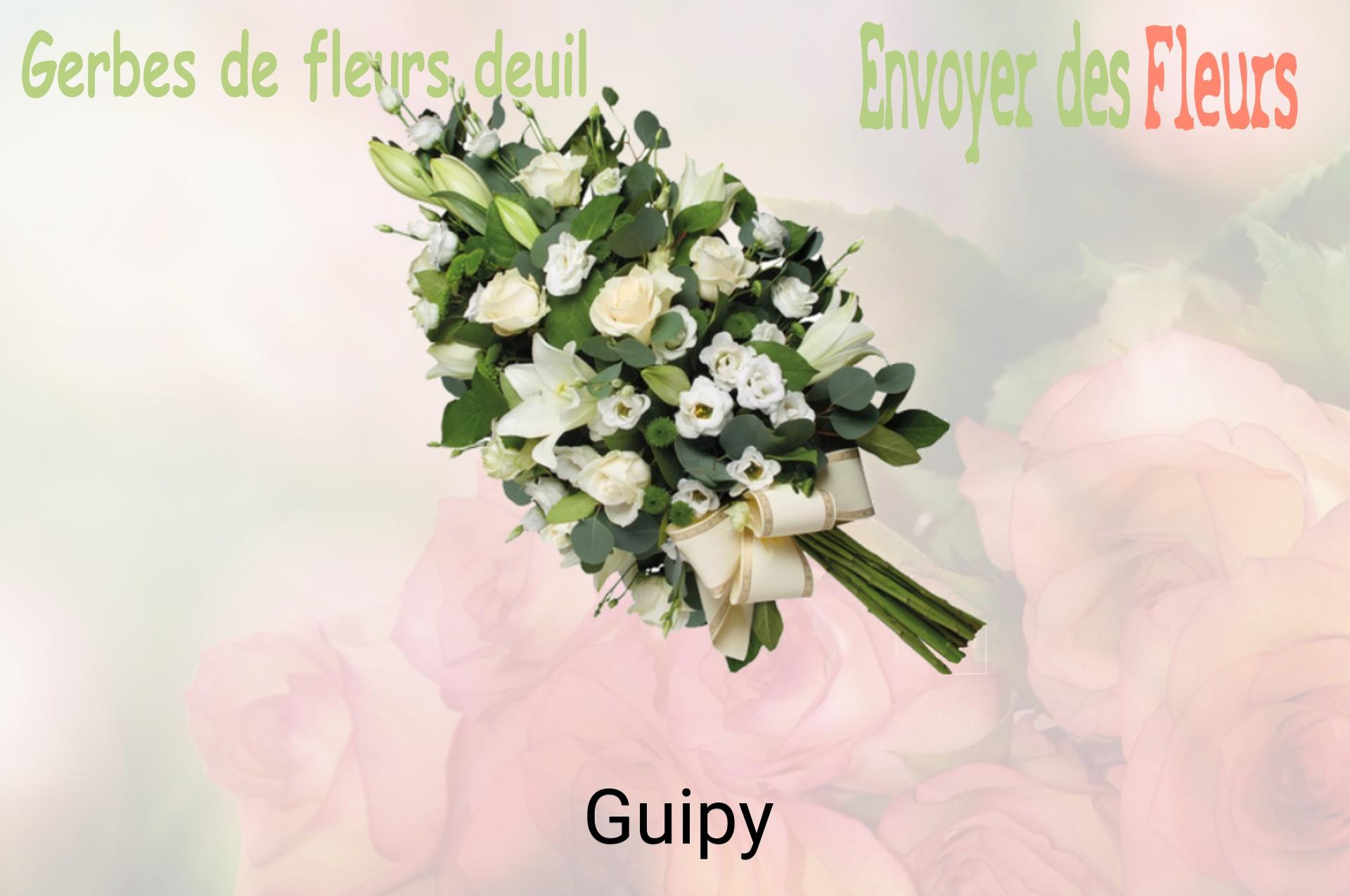 Gerbe de fleurs de deuil livrée à Guipy